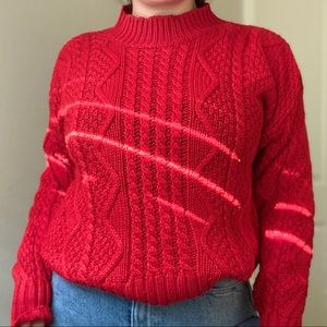 Red Cable Knit Sweater